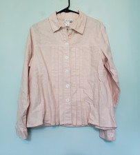 Coldwater Creek Womens M Jacket Light Pink Linen Cotton Rayon Pleated Button Up