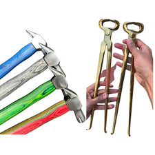 2Pcs Gold Hoof Nippers  4Pcs Farrier Hammers Set Professional Horse Shoeing