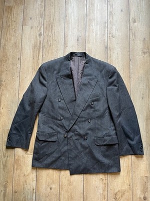 Vintage St Michael zweireihiger grauer Nadelstreifen Blazer - Large - Made in UK