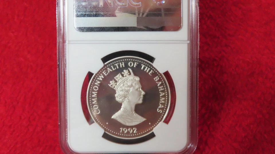 1992 BAHAMAS SILVER 5 DOLLARS THOMAS EDISON NGC PF 69 ULTRA CAMEO TOP POP - Image 4 of 4