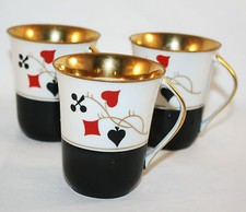CMIELOW POLAND PORCELAIN 3 DEMI CUPS SPADE CARD PLAYING