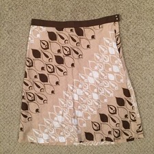 Old Navy Just Below The Waist A-Line Skirt Size 12 Midi Lined Brown Geometric
