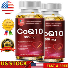 2 Packs CoQ-10 300mg-120 Softgels Coq10 Co Q10 Coenzyme Heart Support NON GMO