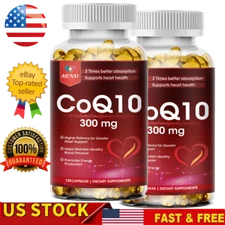 2 Packs CoQ-10 300mg-120 Softgels Coq10 Co Q10 Coenzyme Heart Support NON GMO