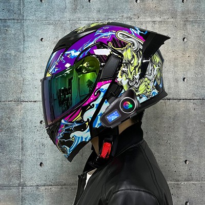 Motorcycle Bluetooth Intercom Function Flip Up Double Lens Helmets DOT approved