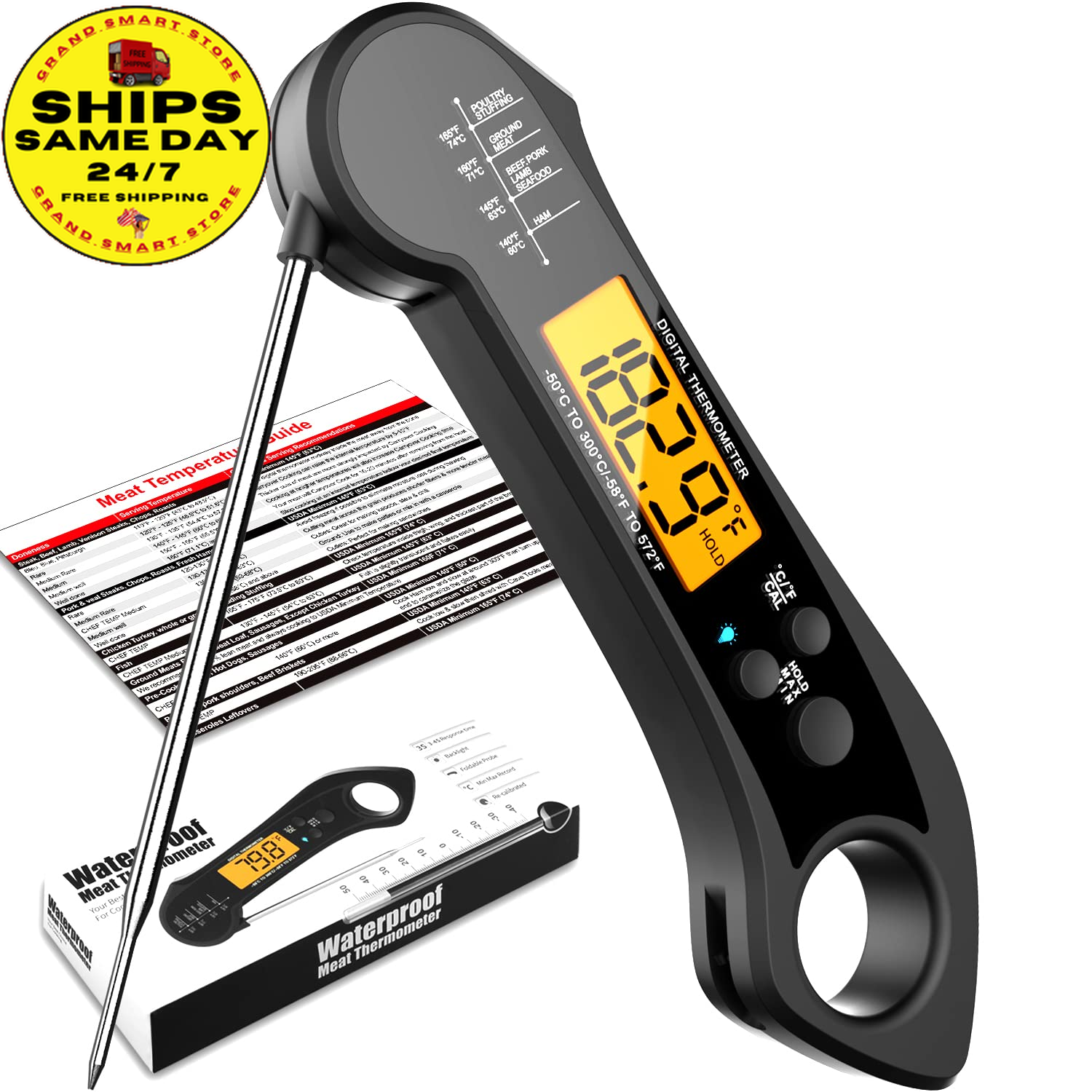 Meat Thermometer Digital, Instant Read Meat Thermometer for Grill and Cooking, I-image