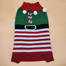 NWT Pet Posse Christmas Holiday Elf Red Peppermint Swirl Candy Pet Clothes L