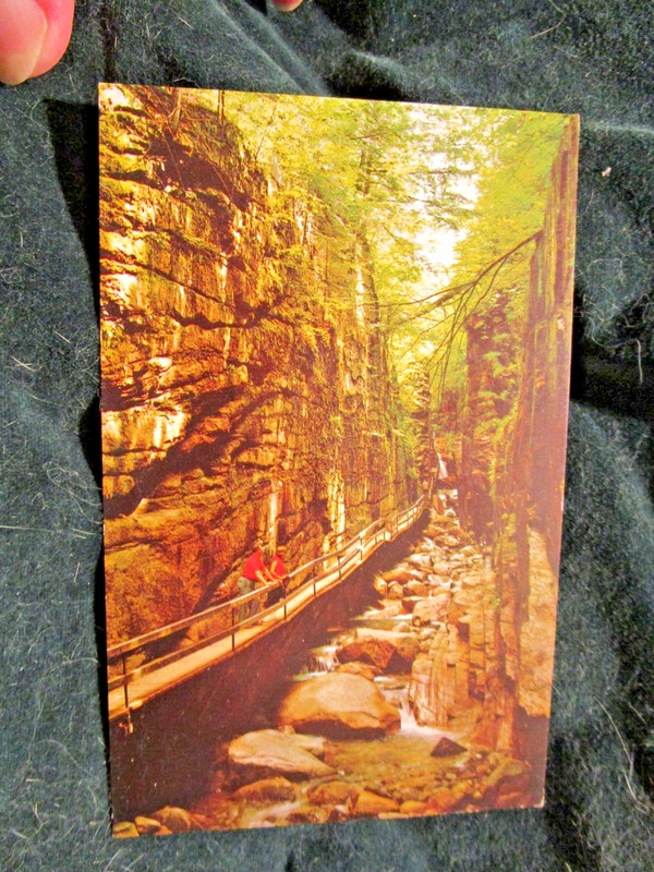 White Mountains New Hampshire~Flume Gorge @ Franconia Notch~Vintage Postcard