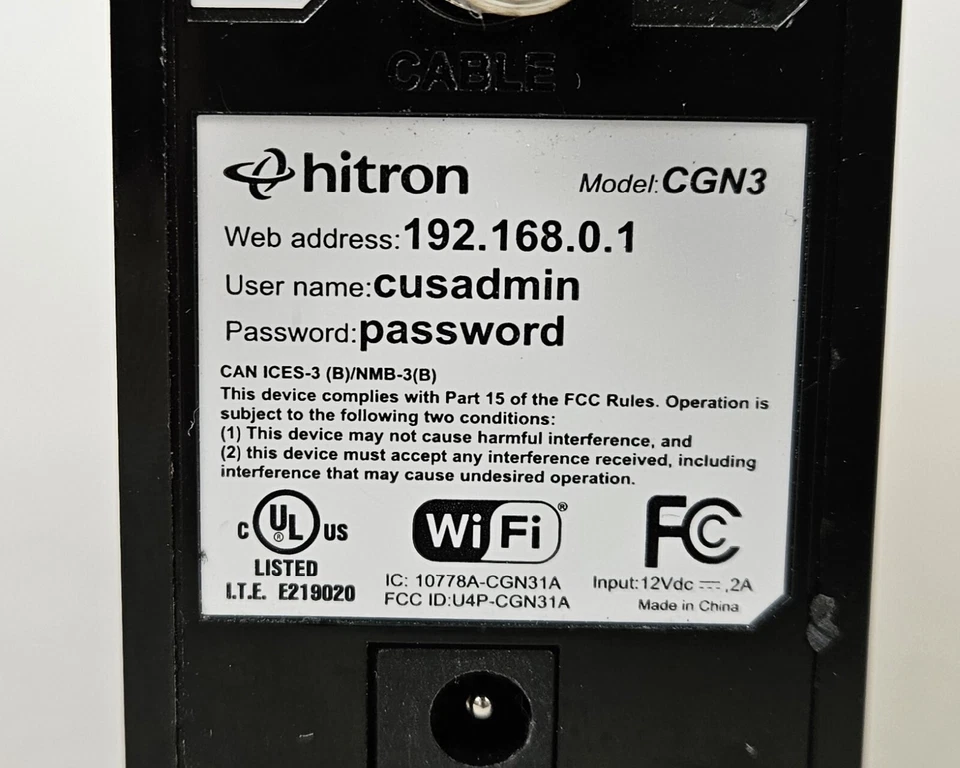 Cable módem router Hitron CGN3, CGN3U Docsis 3.0 inalámbrico Internet Gateway WiFi Foto 3 de 4