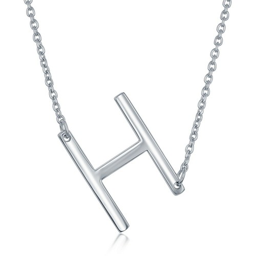 Sterling Silver Sideways H Initial 