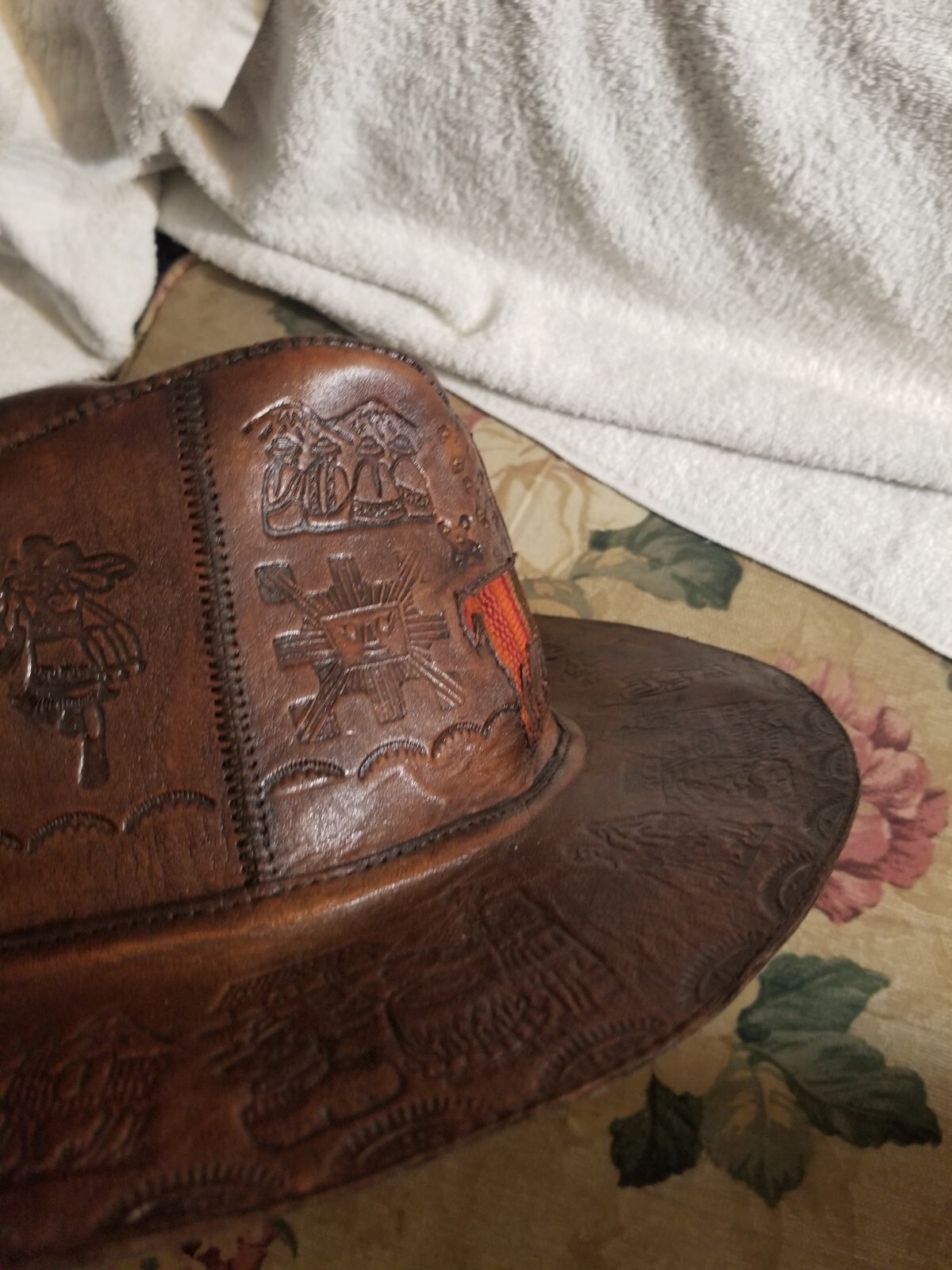 PERUVIAN LEATHER HAT - ONE SIZE - THROWBACK - TRA… - image 7