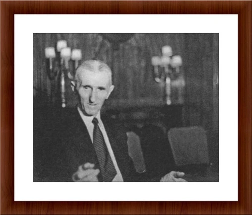 Nikola Tesla Candid Shot by Reporter at Birthday Presser Framed Photo Wall Art