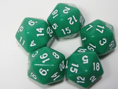 NEW RPG Dice Set of 5 D20 - Opaque Green