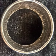 Handcrafted 1963 Franklin 90 Silver Half Dollar Ring Size 12