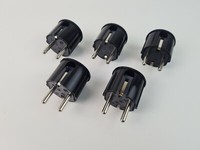 5 X Schuko Winkel-Stecker Schwarz Schutzkontakt Stecker Schwarz Winkel Stecker