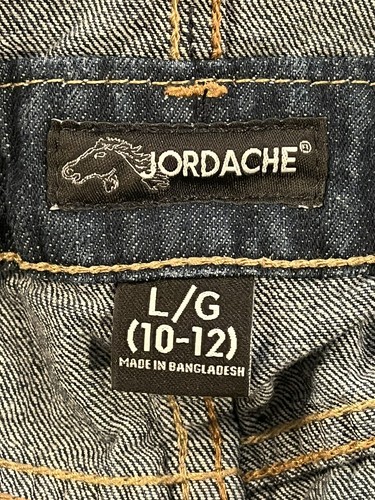 Jordache Girls Bib Overalls Jeans with Glitter Patches Size Large (10/12) - Picture 5 of 8