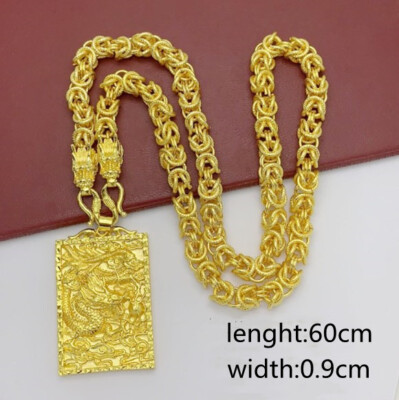 Men's Dragon 22K 23K 24K Thb Gold Filled Yellow Gp Pendant with Chain