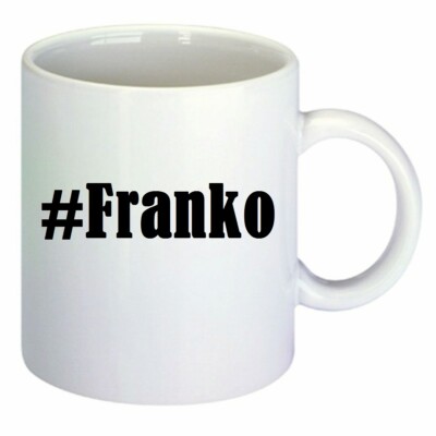 Kaffeetasse #Franko Hashtag Raute Keramik Höhe 9,5cm in Weiß