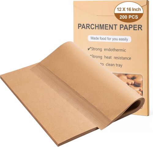 200Pcs Parchment Paper Baking Sheets, 12x16 In Unbleached Non-Stick Precut Parch