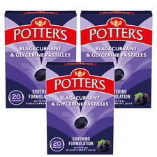 Potters Potter's Blackcurrant & Glycerine Soothing Formulation 20 Pastilles X3