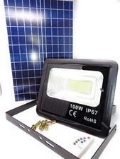 Faro Solare LED 100W Luce Fredda Faretto Esterno Casa Controllo Remoto