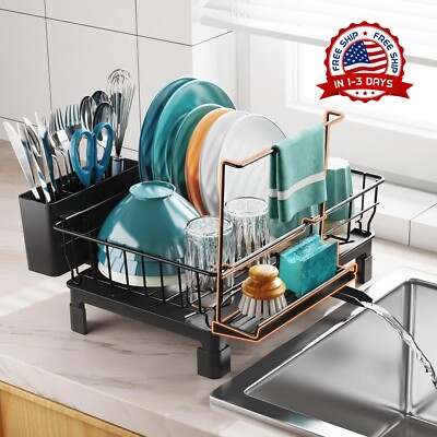 Escurridor de platos con soporte para esponja para encimera de cocina pequeña US