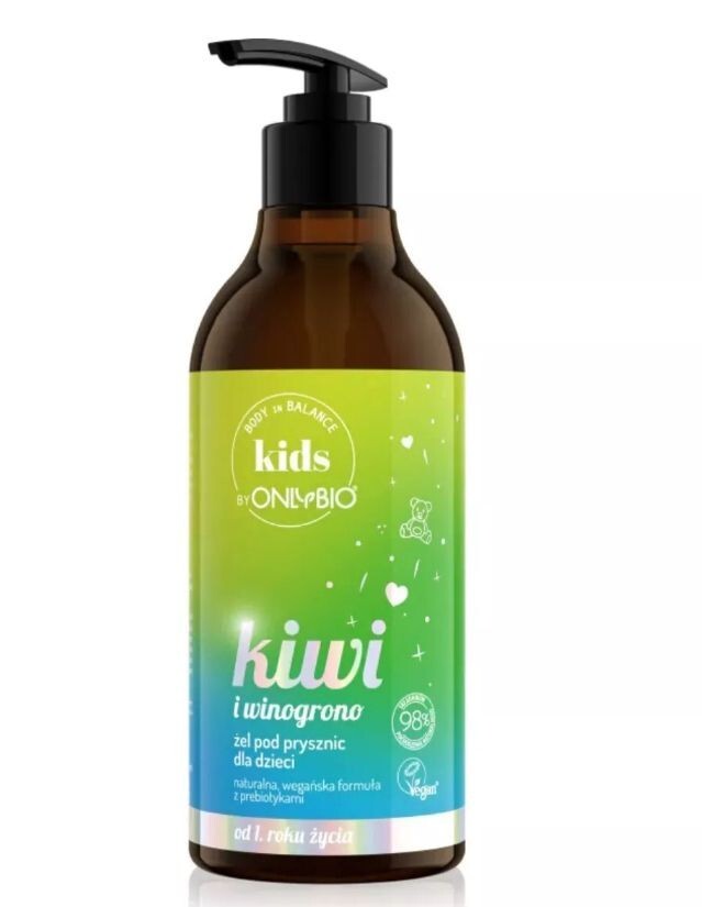 OnlyBio Body In Balance Kids - Body wash gel for children Kiwi & Grape 400ml - Image 2
