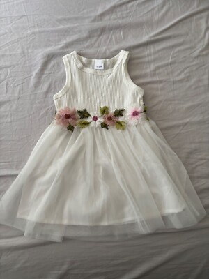Mädchen bestickt Blumen weiß Kleid und Jacke Set-12-18 Monate
