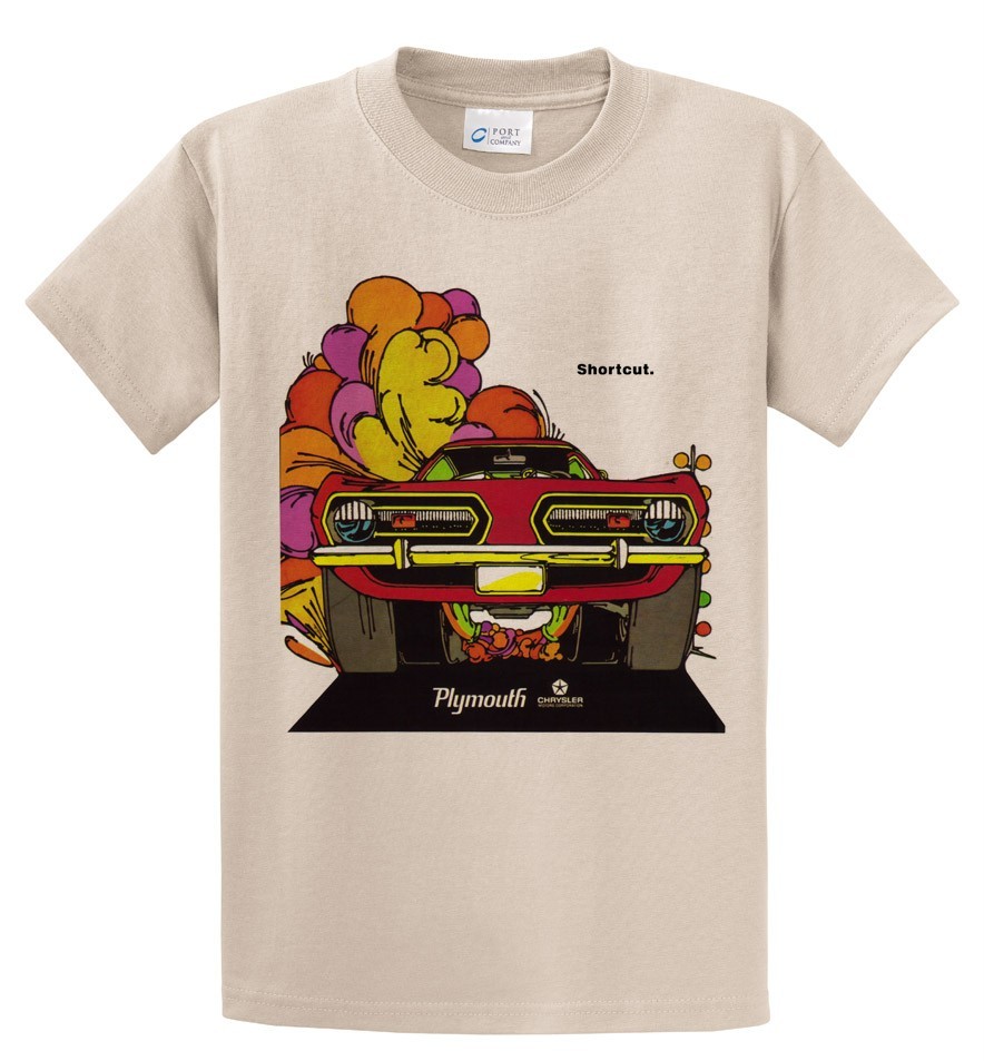 1968 Plymouth Barracuda Repro Vintage Cartoon Ad Tshirt 9515 1968 Plymouth Barracuda Repro Vintage Cartoon Ad Tshirt 9515