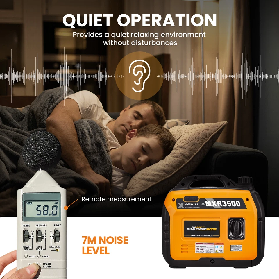 Inverter Generator 3.5KW 3KW Quiet Portable Petrol Power Pure Sine for camping - Image 4 of 4