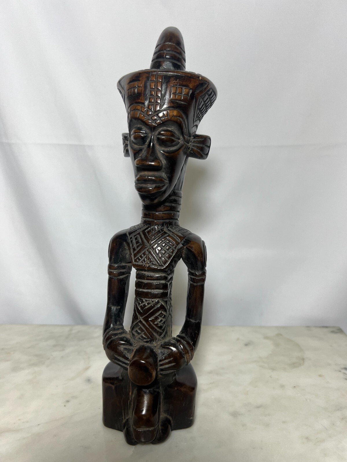 Dengese spiritual seated congo statue 11 x 2. 5" x 2" african art deco
