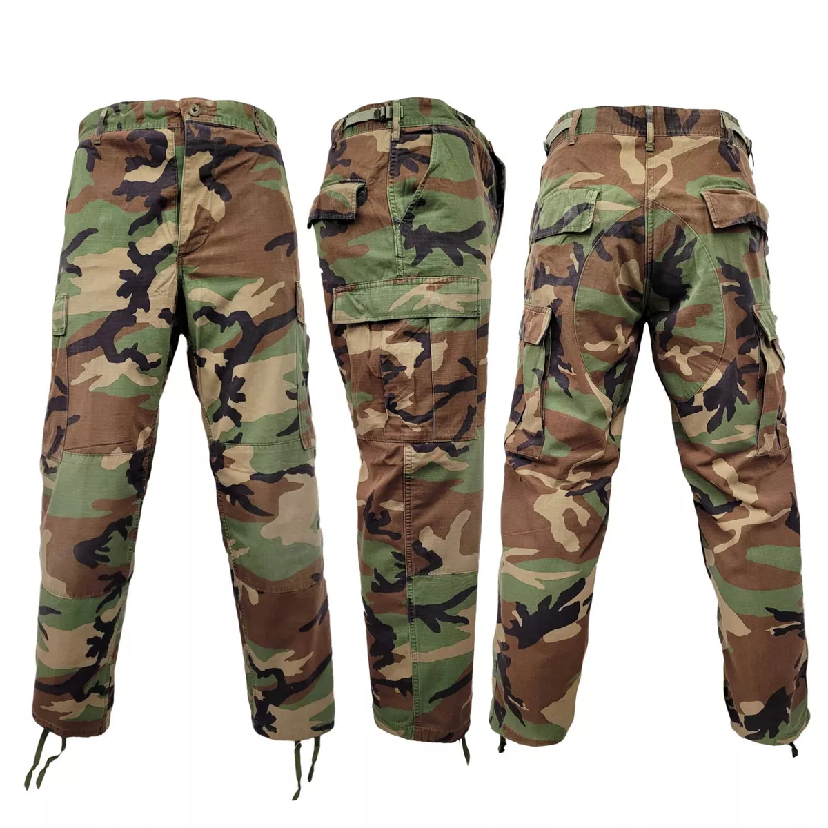  BDU - Pantalones tipo militar casuales de algodón, camuflaje,  tácticos, combate salvaje, uniforme de combate de la armada (ACU),  resistentes al desgarro, con 8 bolsillos de carga, tiro caído, Verde  ejército 