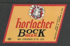 HORLACHER BOCK BEER 12 OZ BOTTLE LABEL ALLENT...
