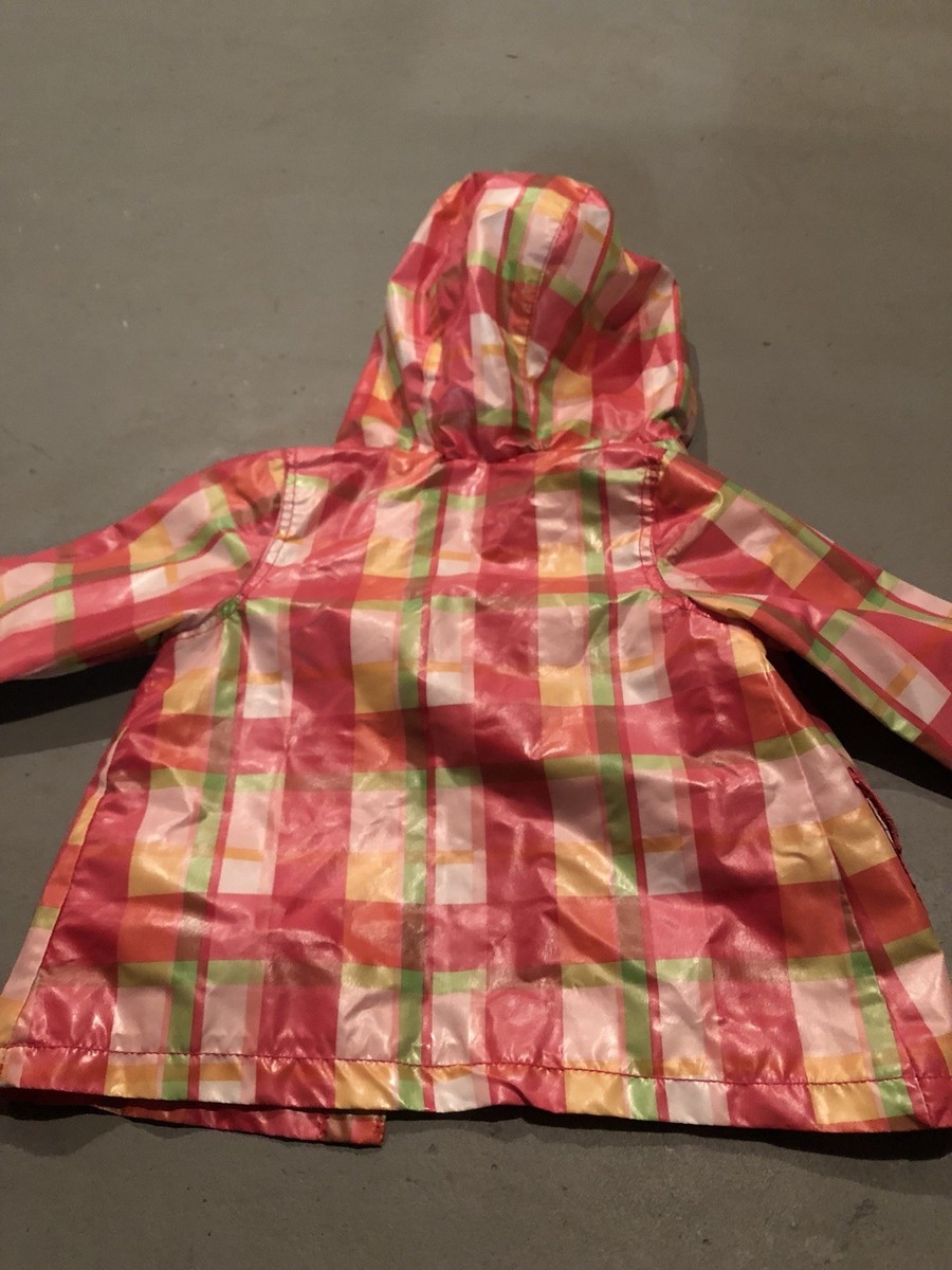 Veste De Pluie Fille Osh Kosh Rose Verte Jaune à Carreaux - Taille 3T - Occasion En Très Bon état