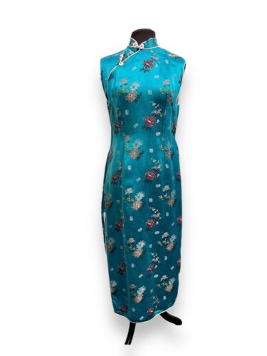 Ladies Vintage Chinese Cheongsam style Turquoise Dress - Traditional Clothing