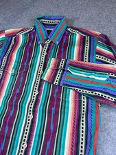 Vtg Panhandle Slim Men's Button-Up Western Shirt Size 15.5x34 Striped Retro