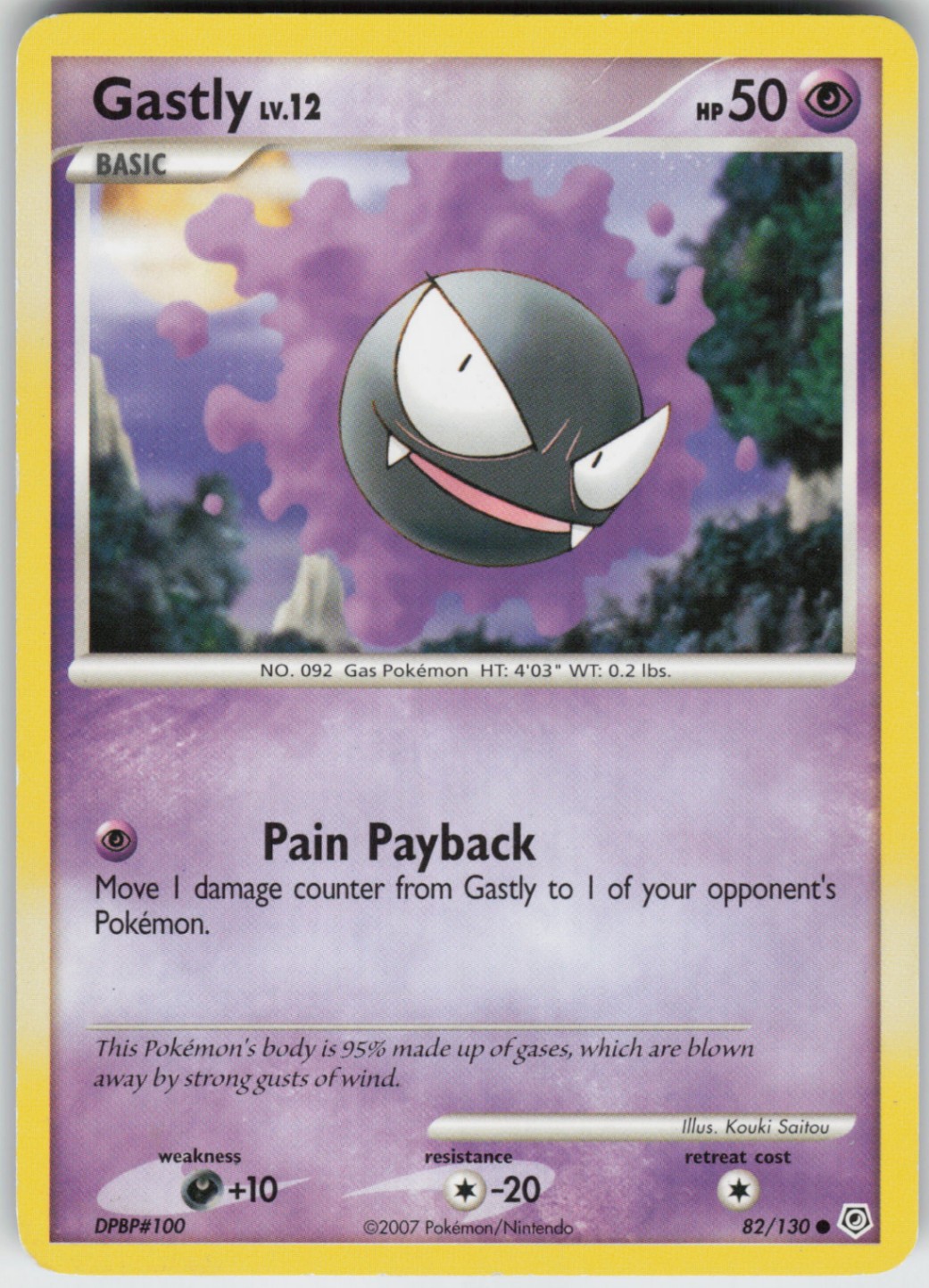 Pokemon TCG Gastly 82/130 Diamond and Pearl Common card Normal