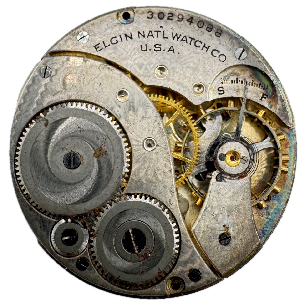 Vintage 1928 Elgin 7 Jewel 12s Mechanical Pocket Watch Movement 303 USA