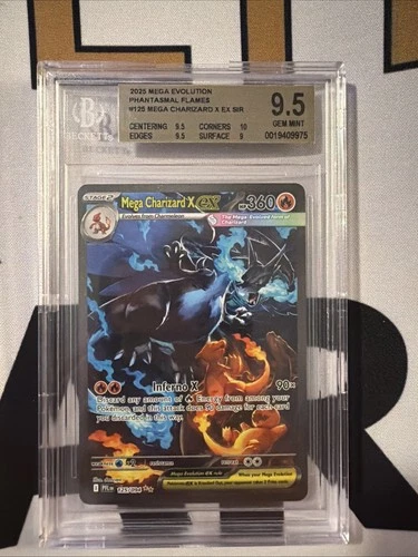 Mega Charizard X Ex 125/094 SIR Phantasmal Flames Beckett 9.5 Gem Mint