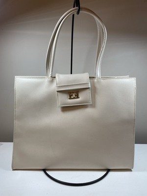 Escada Sunset Boulevard Pearlescent Tote Bag Creme Kunstleder