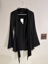 Zara Black Satin Slip Dress Midi Size Medium Brand New With Tag