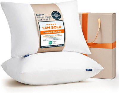 Pillows Queen Size Set of 2 - Soft Bed Pillows for Sleeping 2 Pack, Fluffy and S