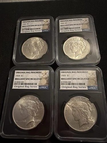 Peace Dollar Lot NGC 1922-1925 BU Bag Fragment Silver dollar date set 90% silver