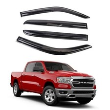 Black Outside Mount Window Rain Guards Compatible with 2019-2022 Dodge RAM 1500