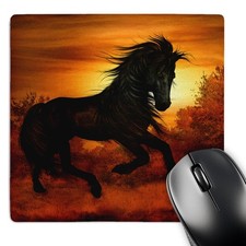 3dRose LLC 8 x 8 x 0.25 Inches Mouse Pad, Black Wild Horse 8L x 8W inches