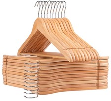 Wooden Hangers 20 Pack, Non-Slip Wood Hangers with 360 Swivel Hook Notches,...