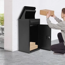 Wall-Mounted Parcel Drop Box, Package Delivery Box, Large Mail Box with Key Lock