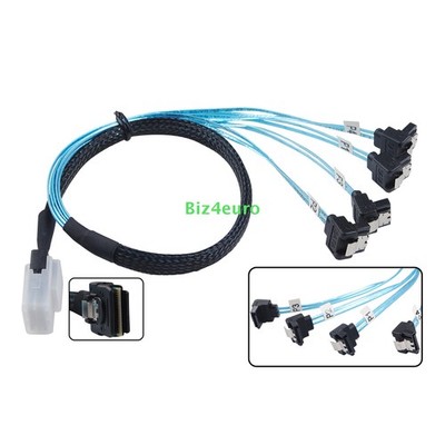 Mini SAS Kabel SFF-8087 zu 4 SATA 90 Grad 7Pin Festplatten Datenkabel 50cm