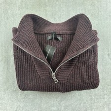 INC Sweater Mens XLLong Sleeve 1/4 Zip Up Maroon Knit Ribbed Casual  NWT