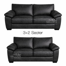 Amalfi Faux Leather Sofa Set Black Grey 3+2 Seater 3 Seater 2 Seater Armchair